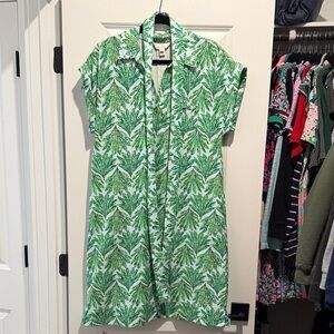 Lilly Pulitzer Emersyon Green Leaf Print Short Sleeve Dress